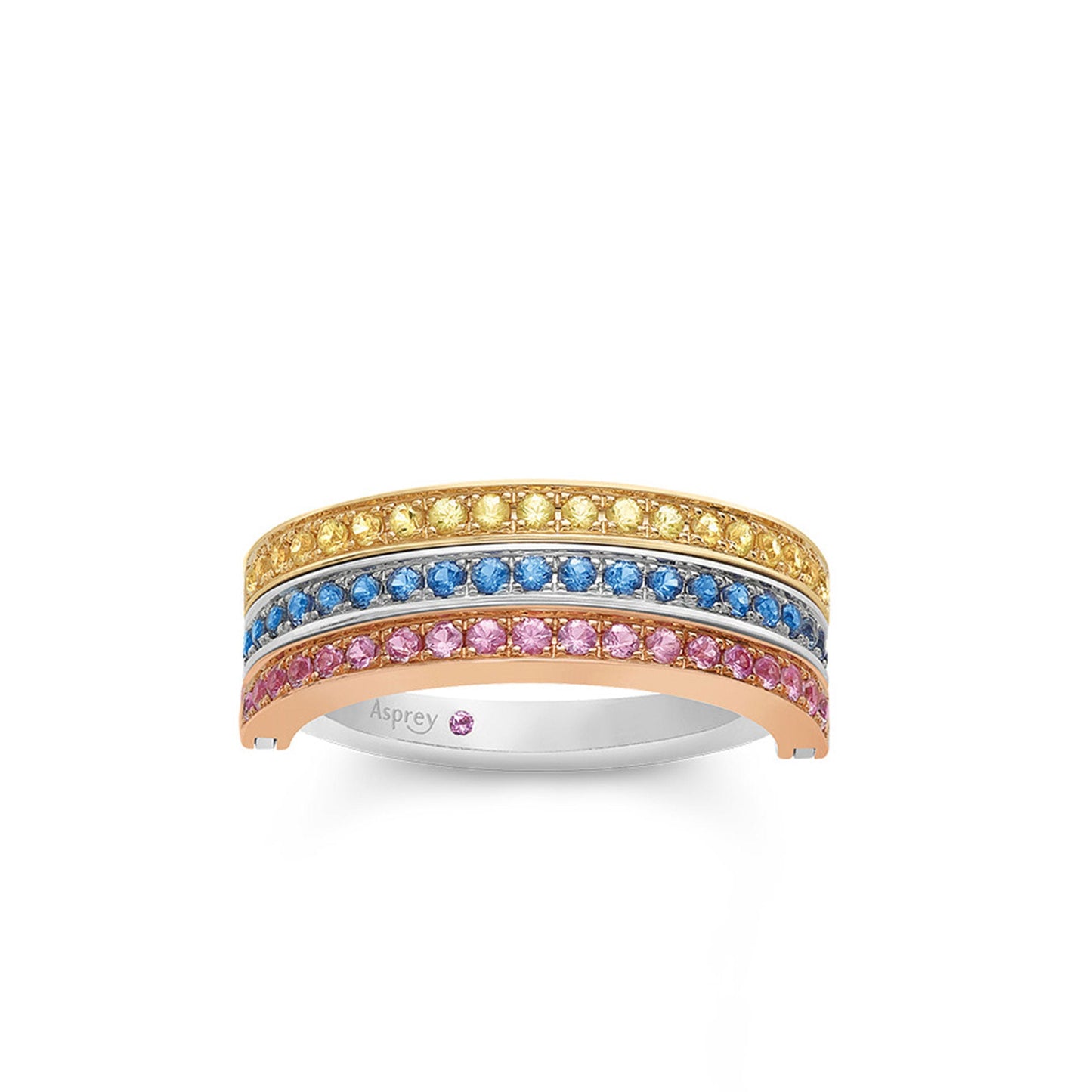 Flip Ring in 18ct Gold with Yellow, Blue and Pink Sapphire
