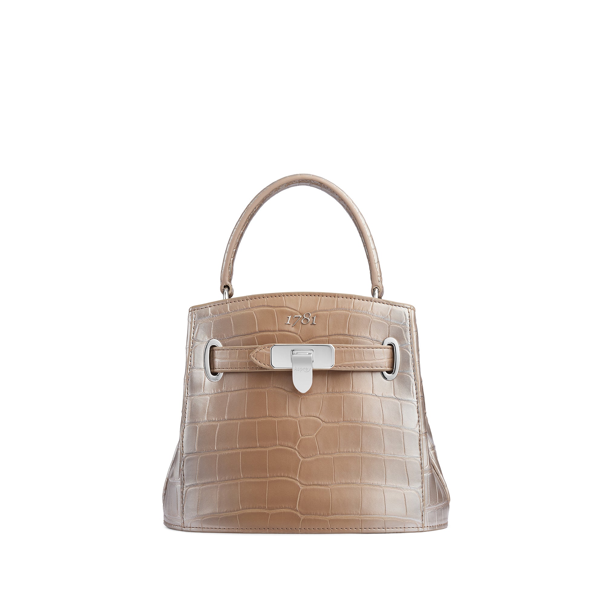 良品✨Asprey ハンドバッグ キャンバス レザー ブラウン パンチングロゴ ハンドバッグ | Asprey London 1781年創業