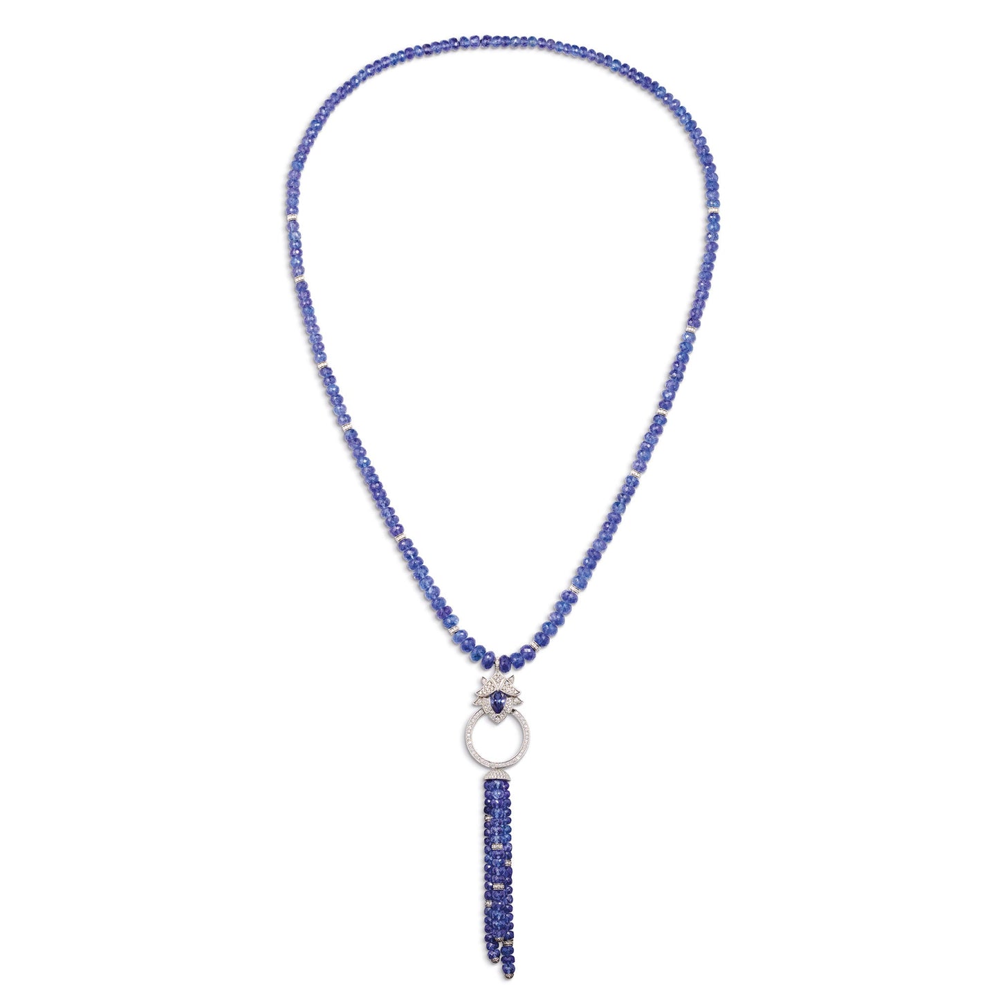 Lotus Necklace in Platinum with Tanzanite & Diamond