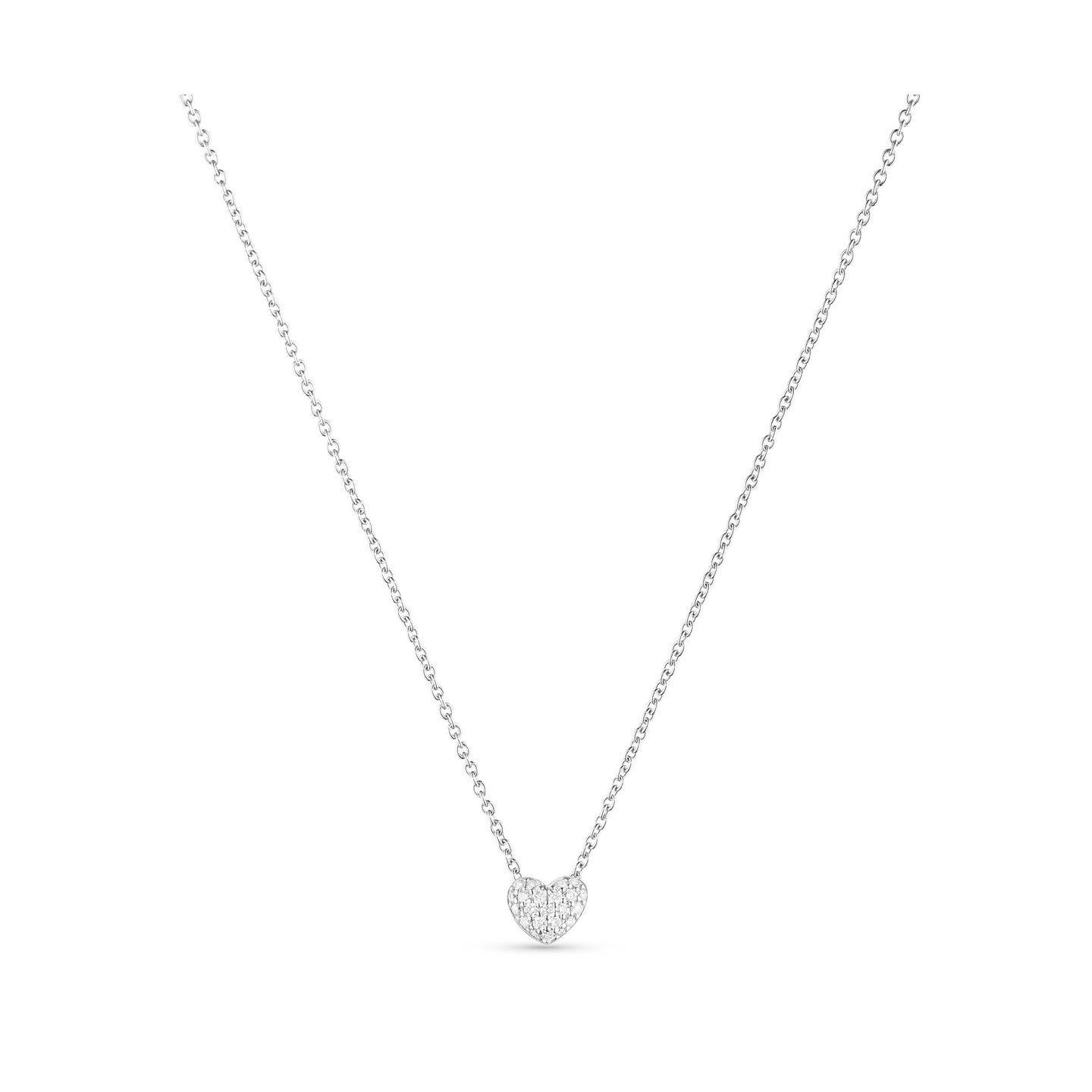 Pillow Heart Small Pendant in 18ct White Gold with Diamonds