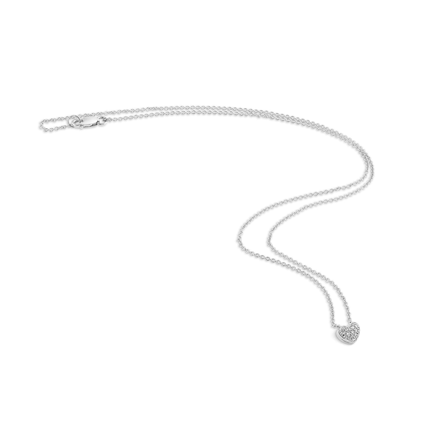 Pillow Heart Small Pendant in 18ct White Gold with Diamonds