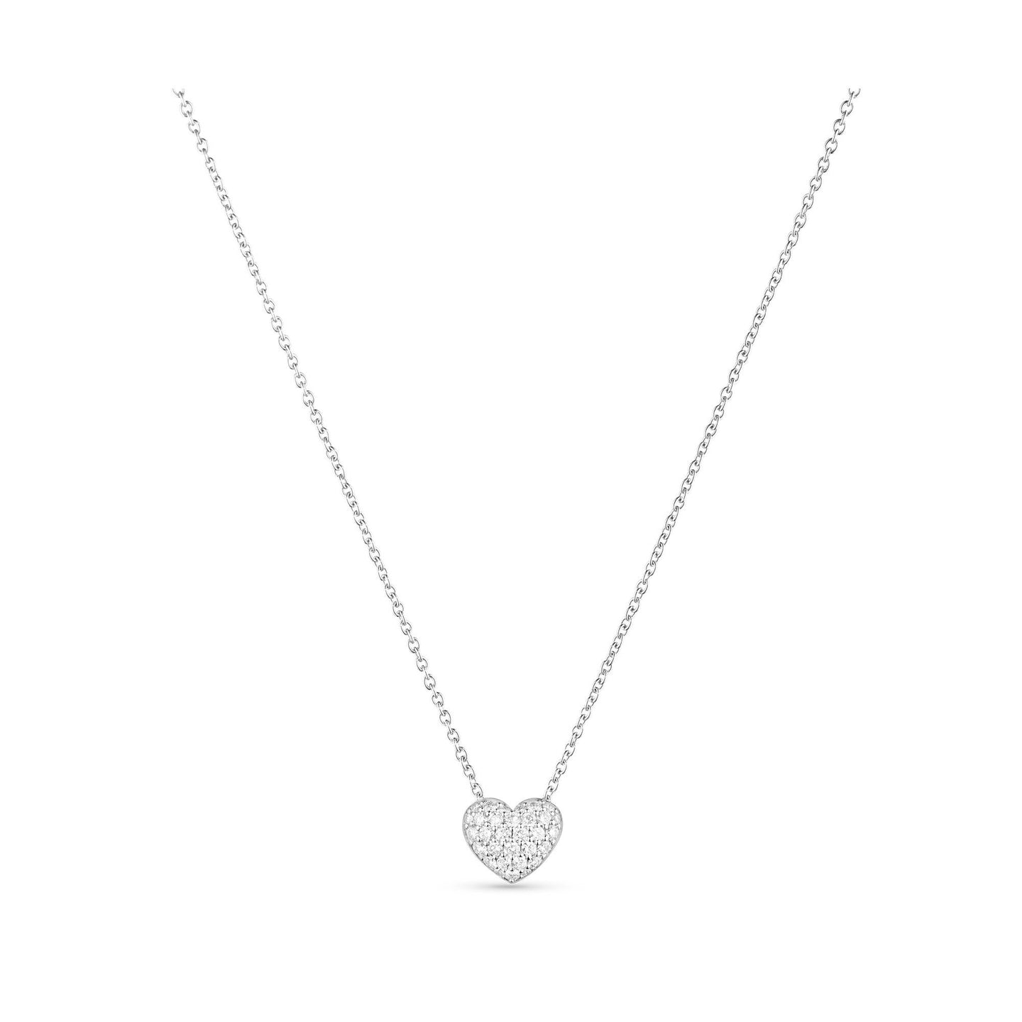 Pillow Heart Medium Pendant in 18ct White Gold with Diamonds
