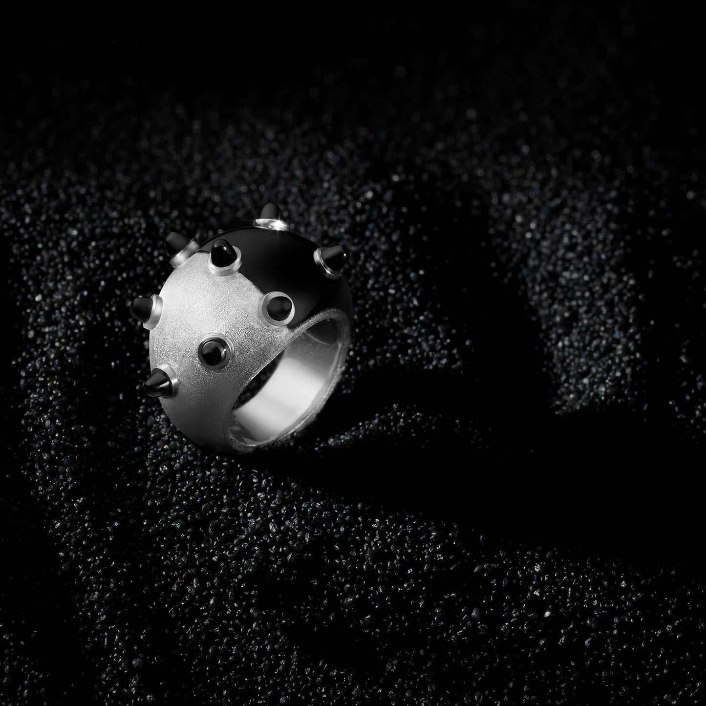 Cosmic Sputnik Eclipse Ring in 18ct White Gold with Onyx