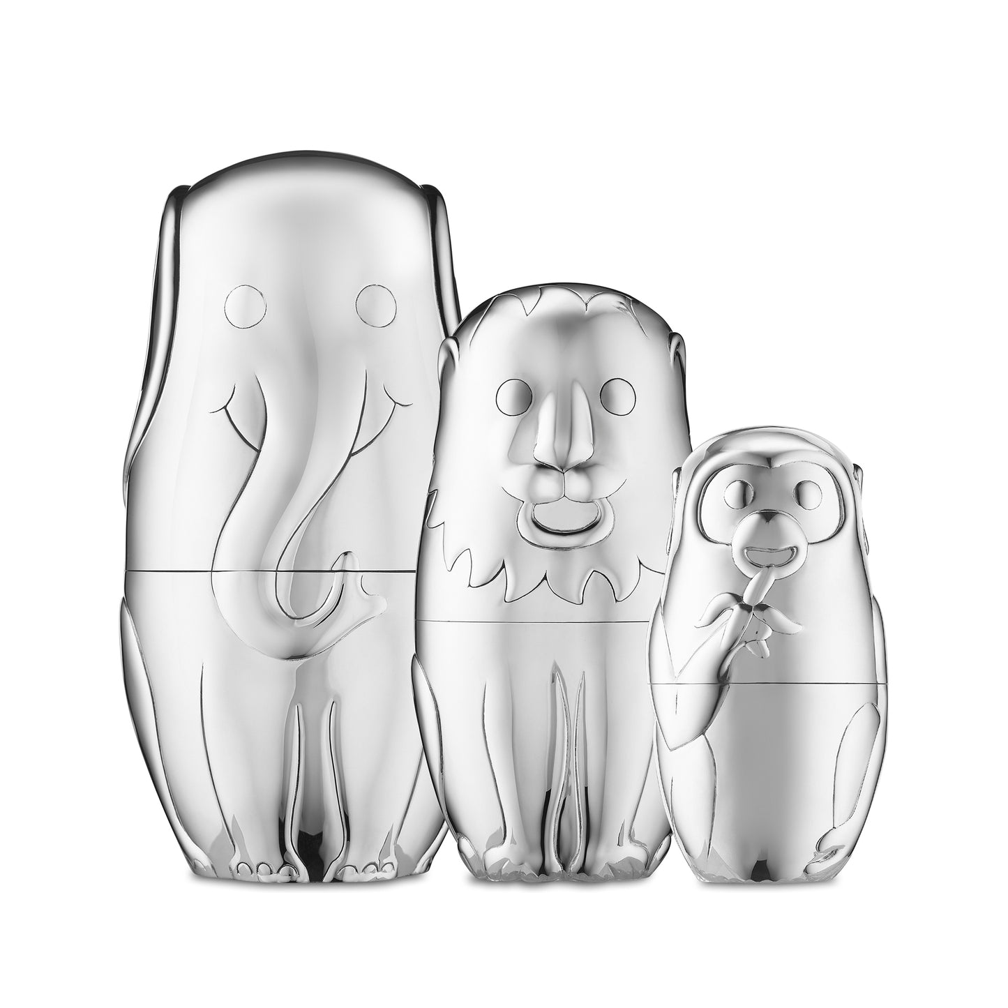 Lion Stacking Money Bank in Sterling Silver