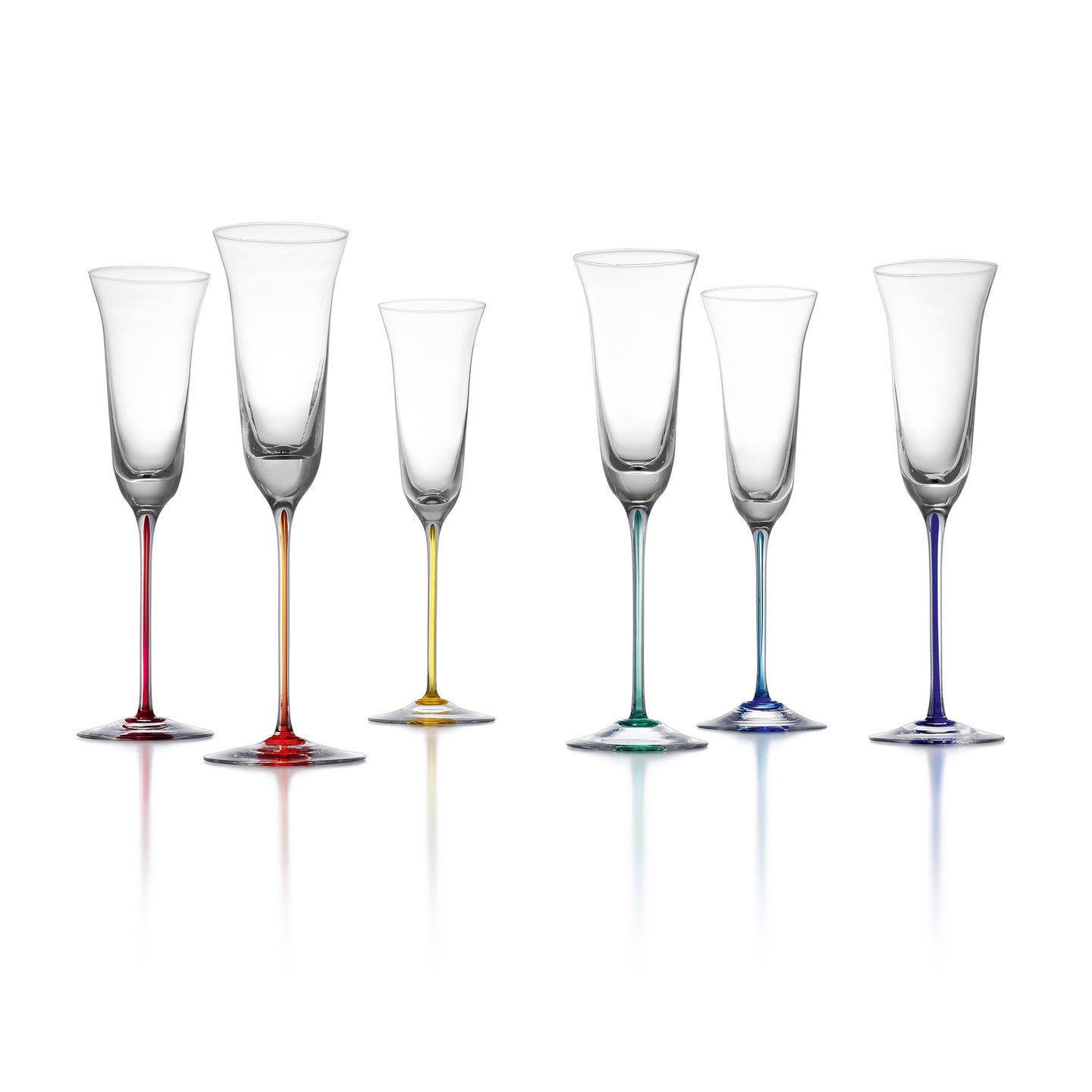 Multicolour Murano Champagne Flutes, Set of 6