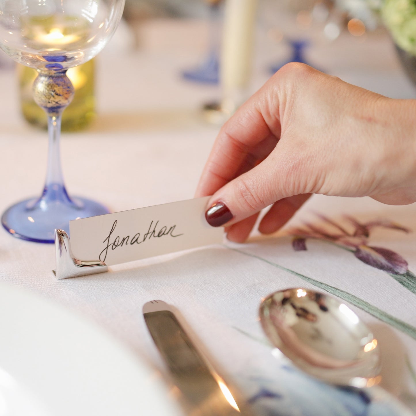 Corner Place Card Holders in Sterling Silver, Set of 6