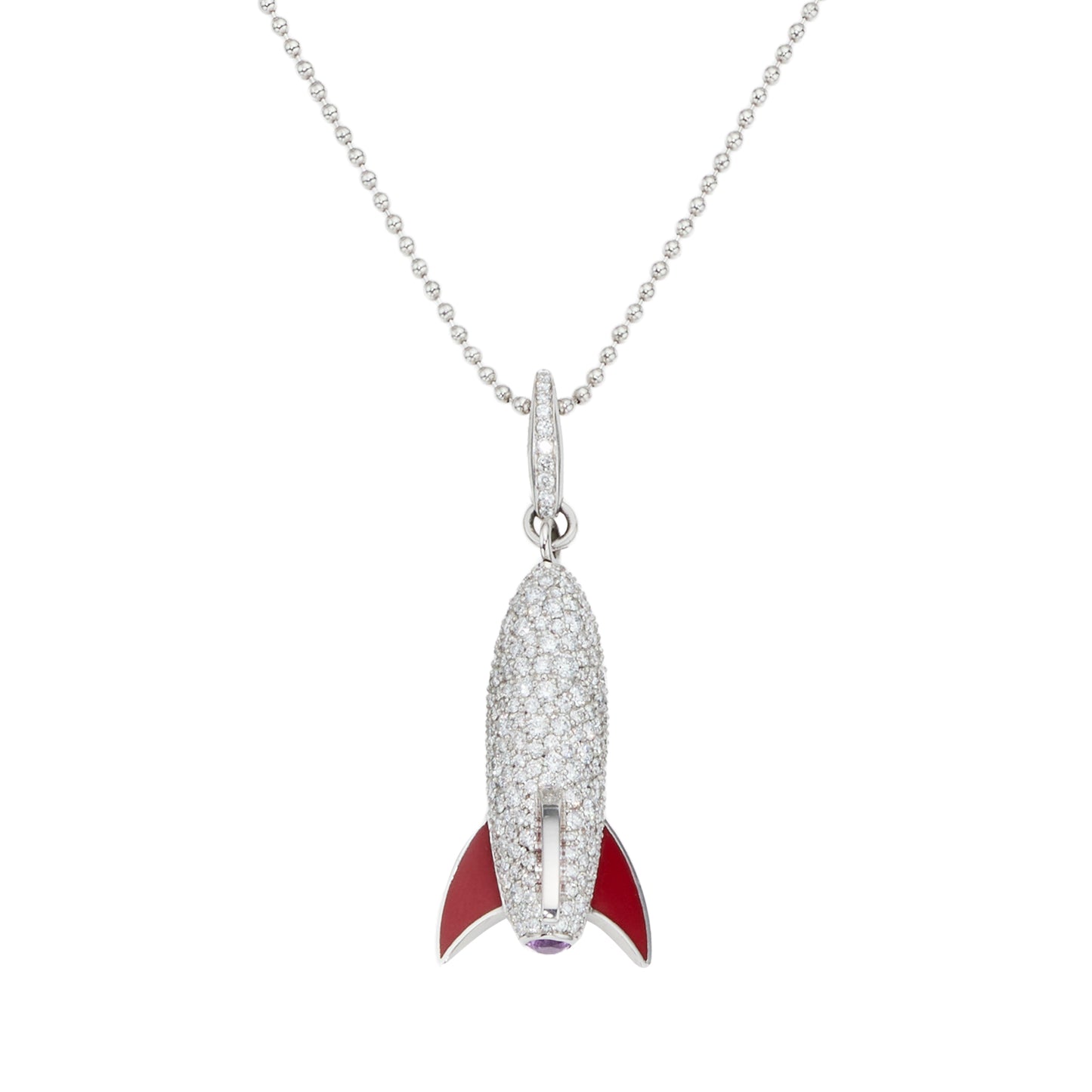 Cosmic Rocket Necklace in 18ct White Gold with Sapphire and Diamonds