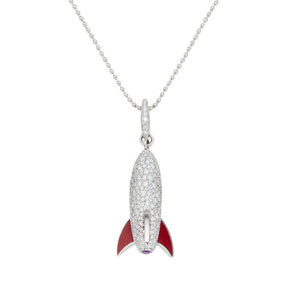 Cosmic Rocket Necklace in 18ct White Gold with Sapphire and Diamonds