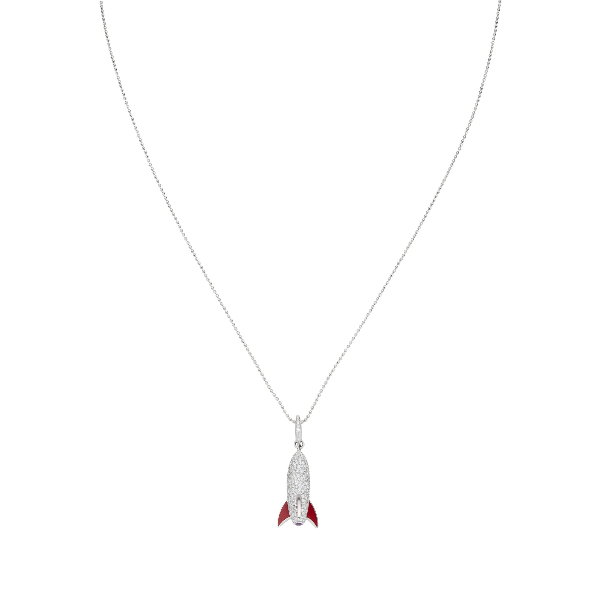 エメラルドとダイヤモンドの18金ホワイトゴールドペンダント – Asprey