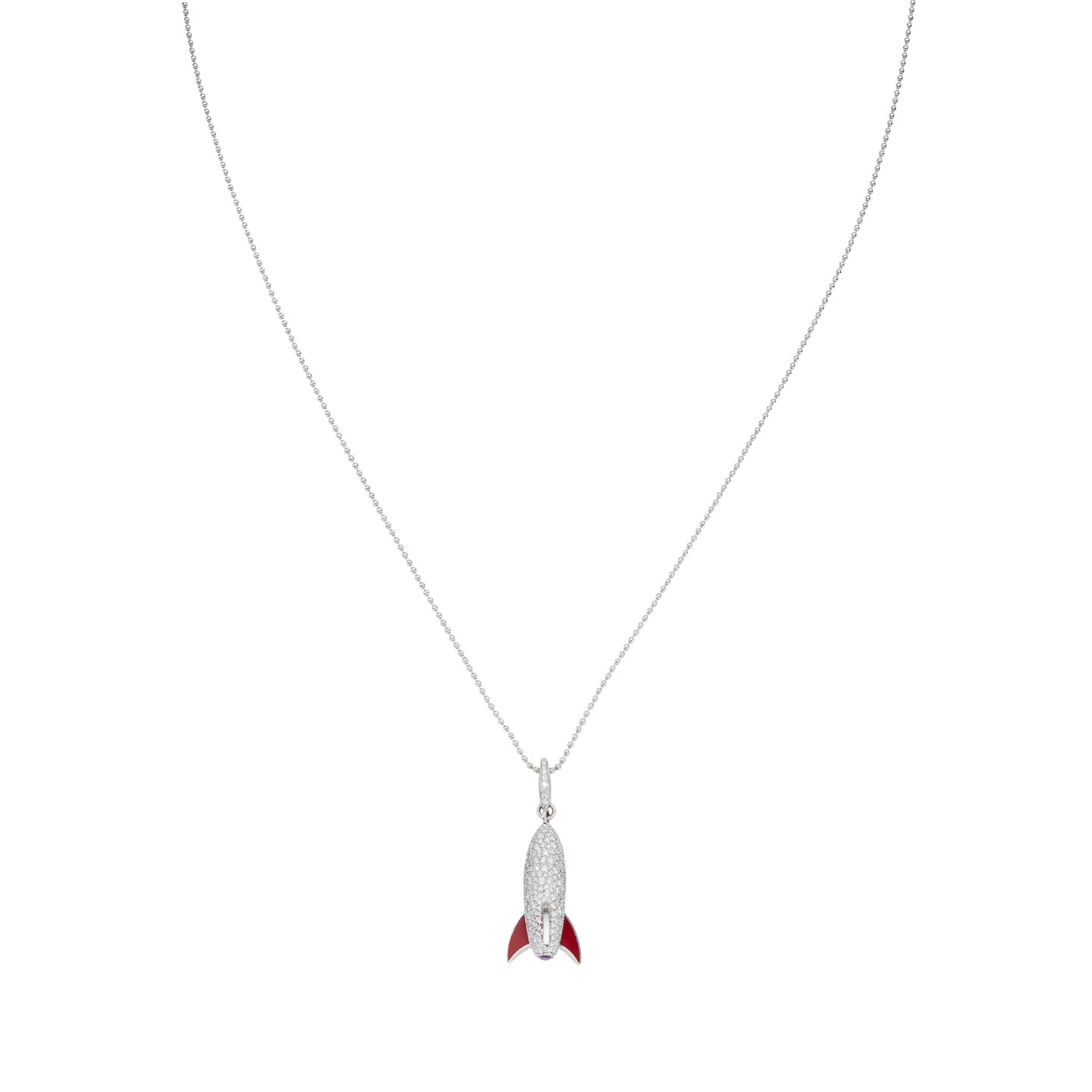 Cosmic Rocket Necklace in 18ct White Gold with Sapphire and Diamonds