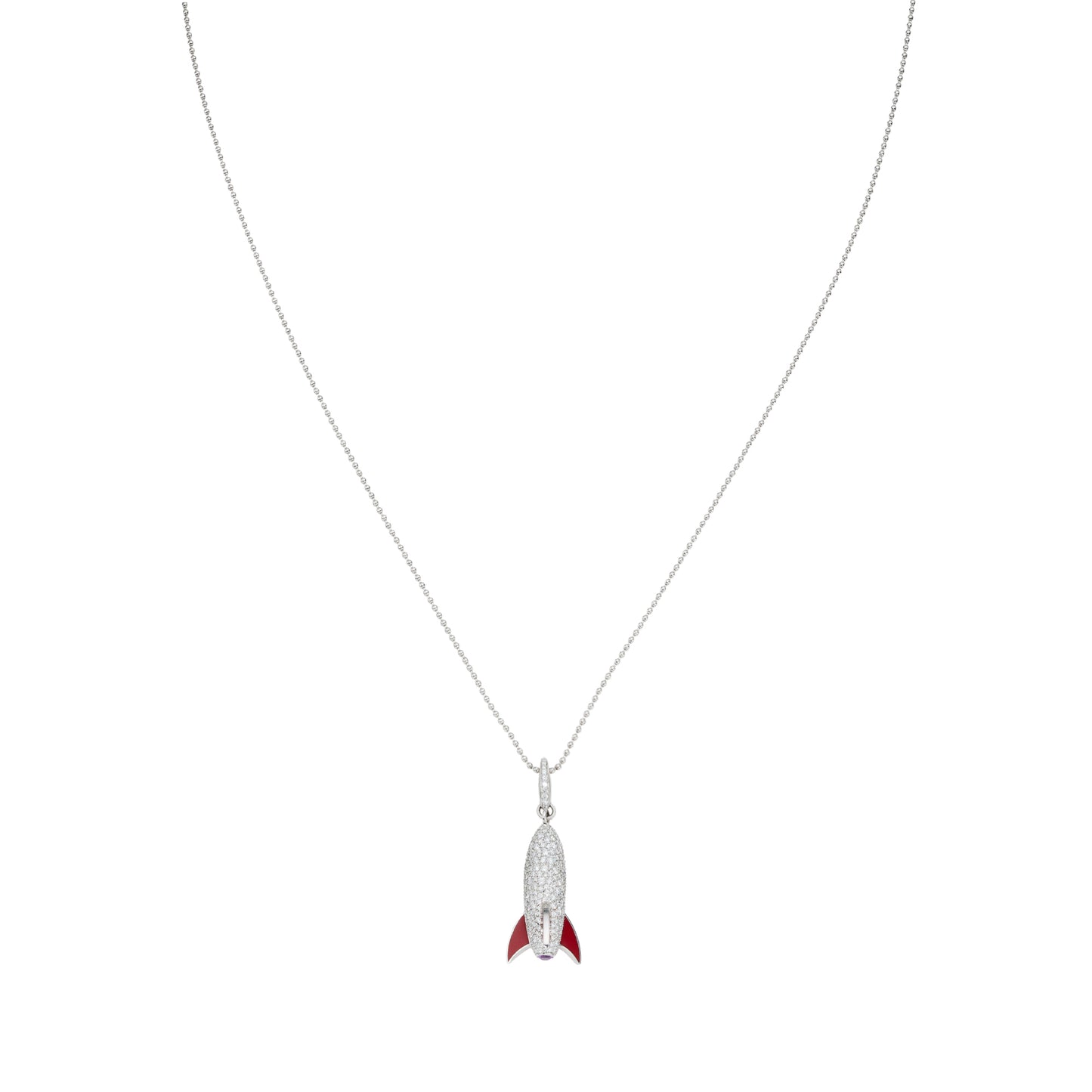 Cosmic Rocket Necklace in 18ct White Gold with Sapphire and Diamonds