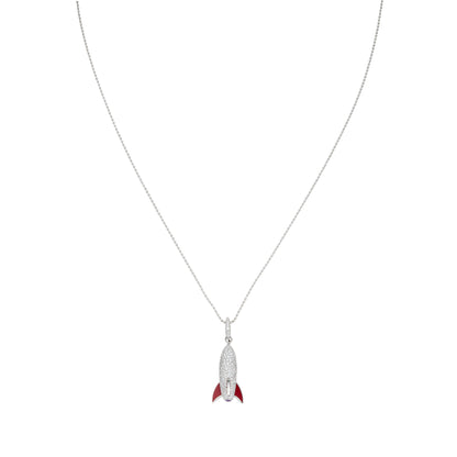 Cosmic Rocket Necklace in 18ct White Gold with Sapphire and Diamonds