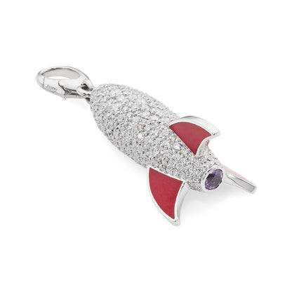 Cosmic Rocket Necklace in 18ct White Gold with Sapphire and Diamonds