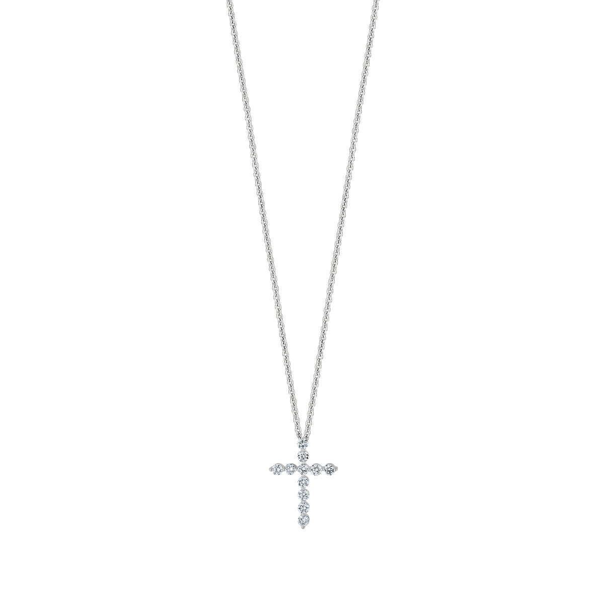 Cross Pendant in 18ct White Gold with Round-Cut Diamonds