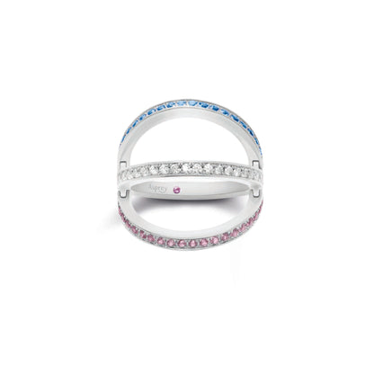 Flip Ring in 18ct White Gold with Blue and Pink Sapphires and Diamonds
