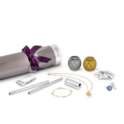 Christmas Cracker with Crosshatch Crystal Salt & Pepper Shakers