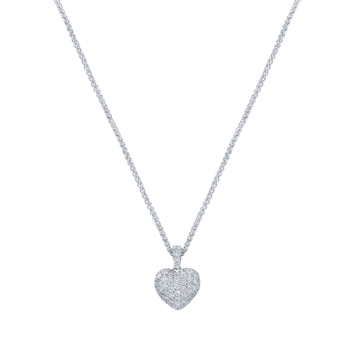 Heart Pendant in 18ct White Gold with Round-Cut Diamonds