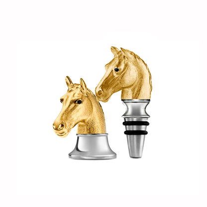 Horse Head Bottle Stopper in Sterling Silver Gilt