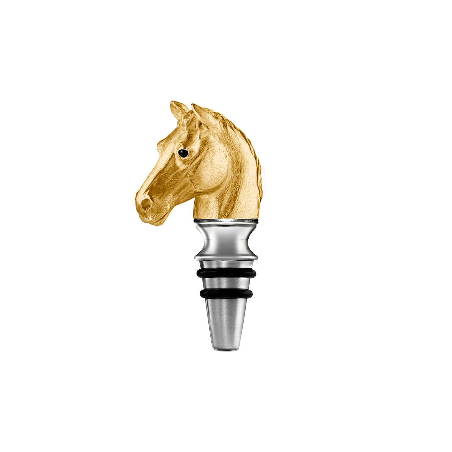 Horse Head Bottle Stopper in Sterling Silver Gilt