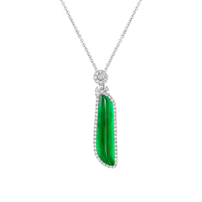 Imperial Jadeite Talisman Pendant in 18ct White Gold with Diamonds