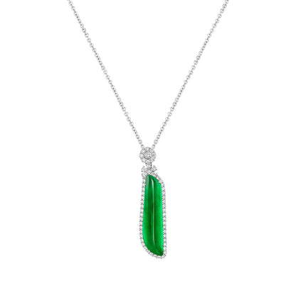 Imperial Jadeite Talisman Pendant in 18ct White Gold with Diamonds