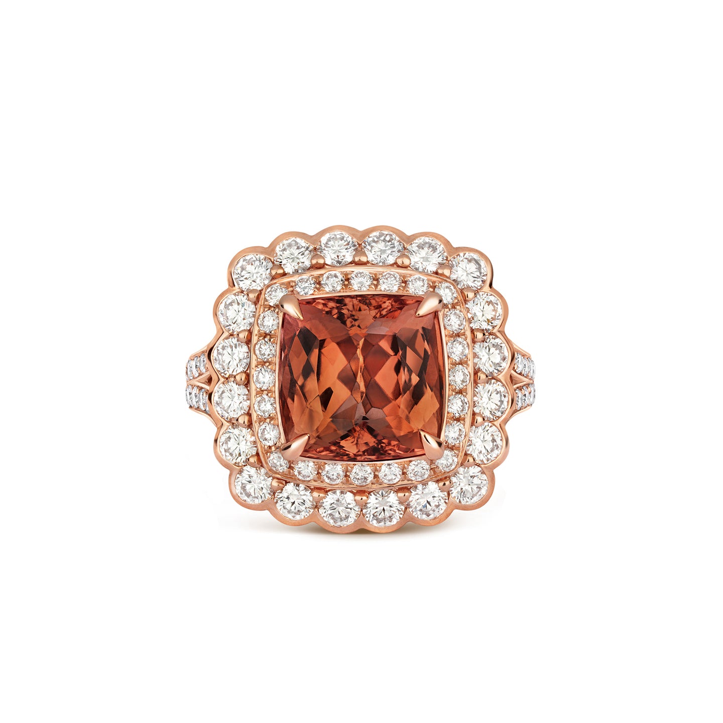 Imperial Topaz Ring in 18ct Rose Gold with Diamonds