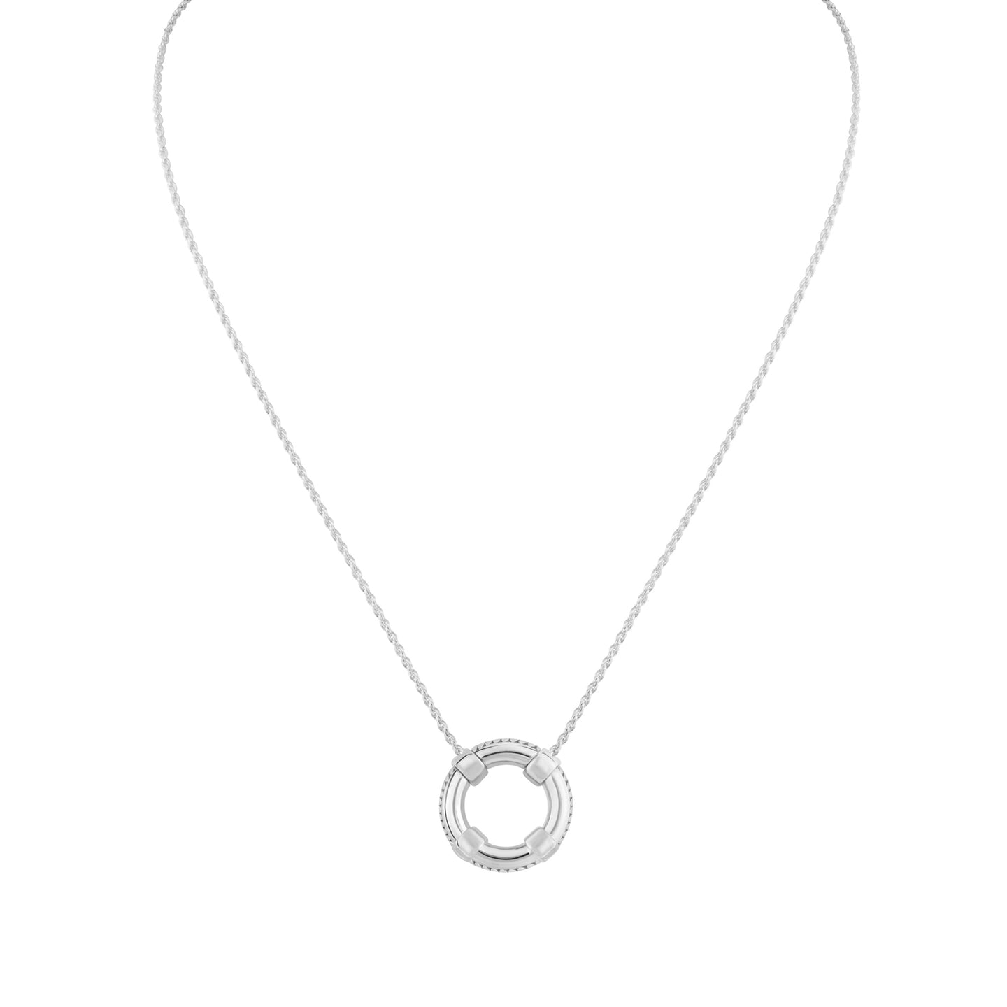 Life Ring Pendant Necklace in Sterling Silver