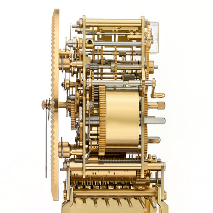 Lincoln Triple-Chime Clock with Brass Movement & Burr Walnut Base
