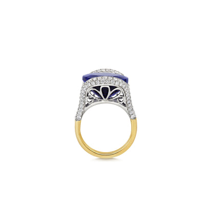 Oval-cut Tanzanite Ring in 18ct White and Yellow Gold with Diamonds