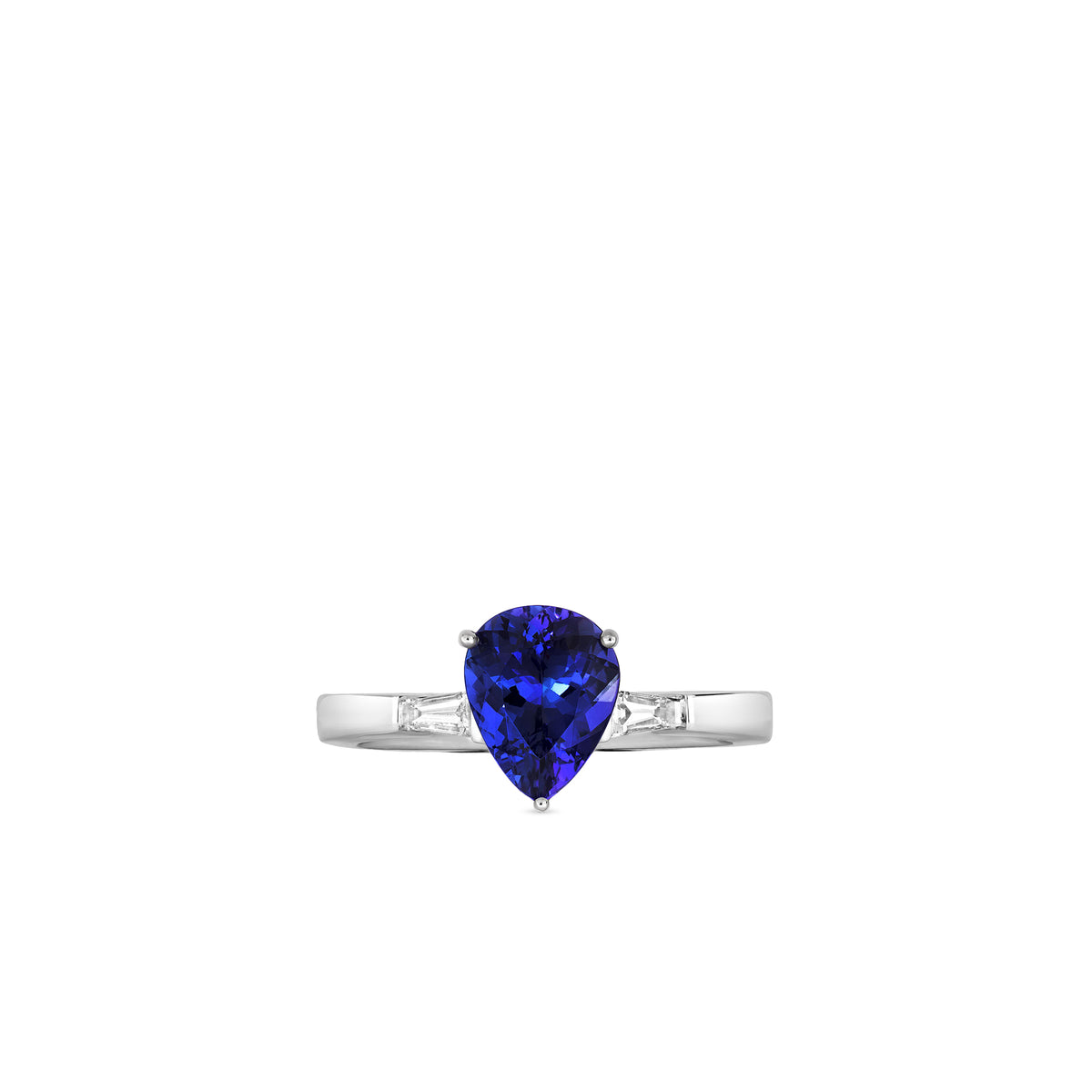 Pear-Cut Tanzanite Ring in 18ct White Gold with Diamonds