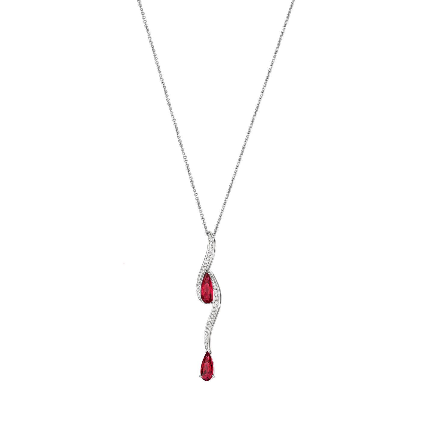 Pear-Cut Rubelite Pendant in 18ct White Gold with Diamonds