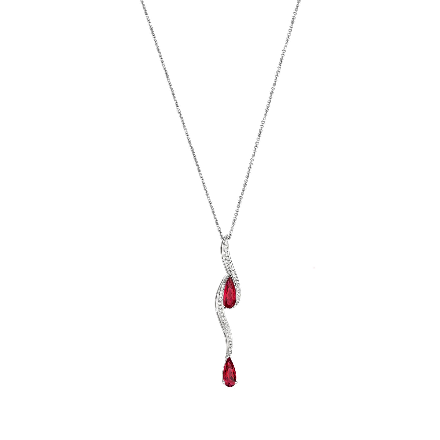 Pear-Cut Rubelite Pendant in 18ct White Gold with Diamonds