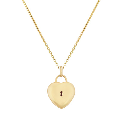 Padlock Heart Pendant in 18ct Yellow Gold with Pink Tourmaline & Diamonds