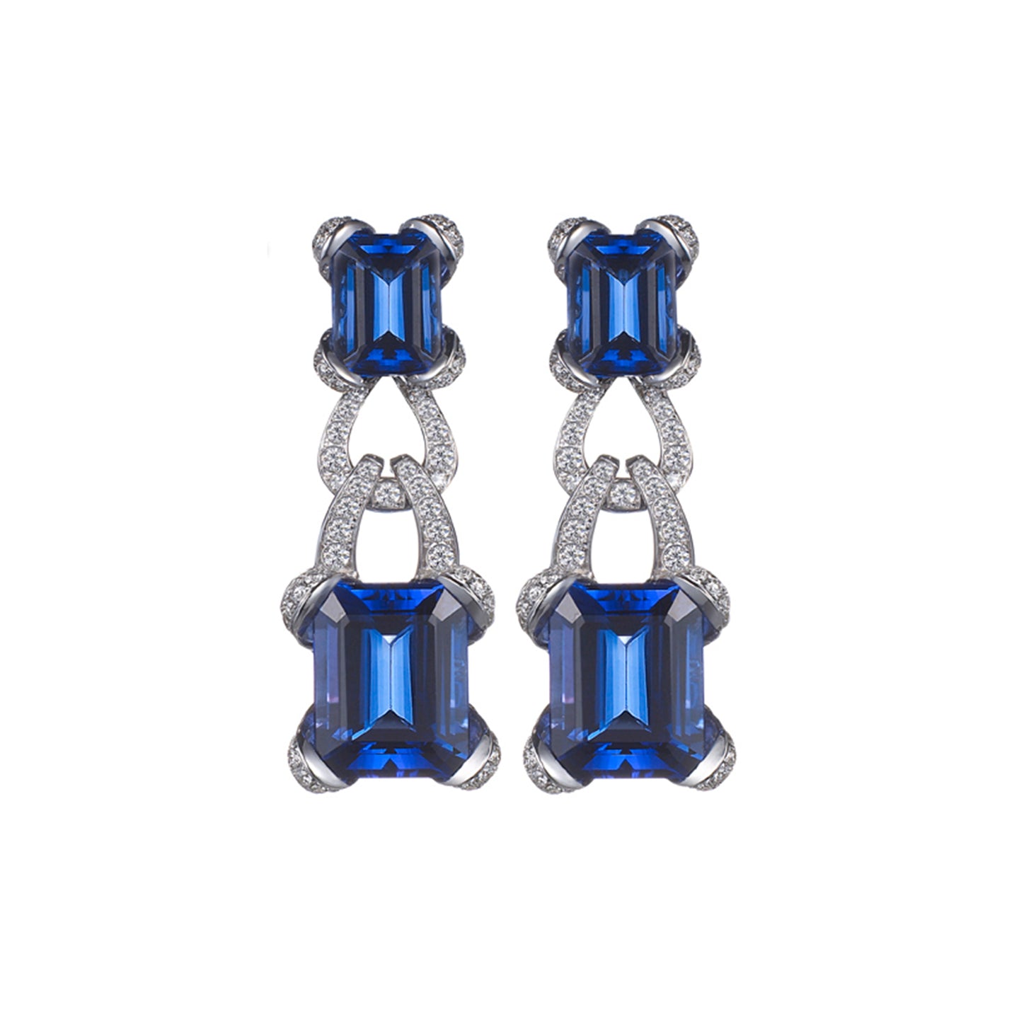 Ribbon Earrings in 18ct White Gold with Tanzanite and Diamonds
