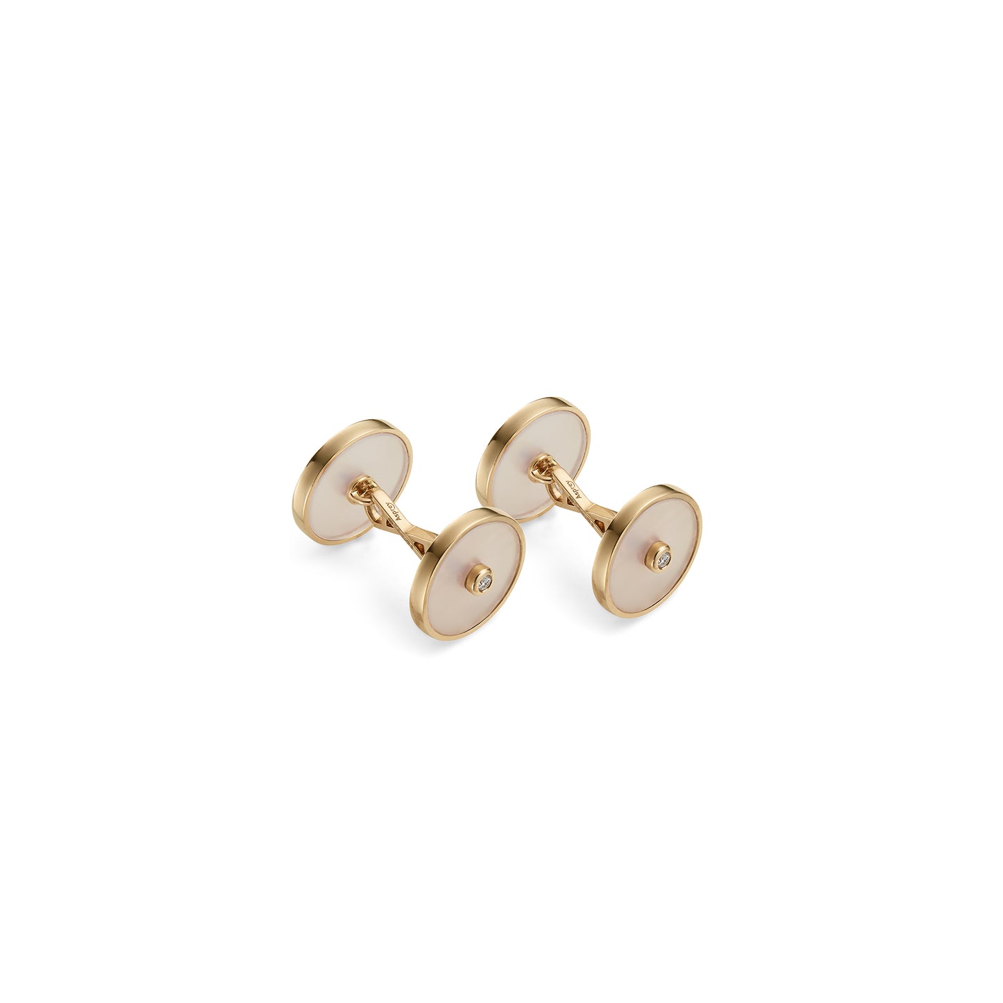 Rose Quartz & Diamond Cufflinks in 18ct Rose Gold