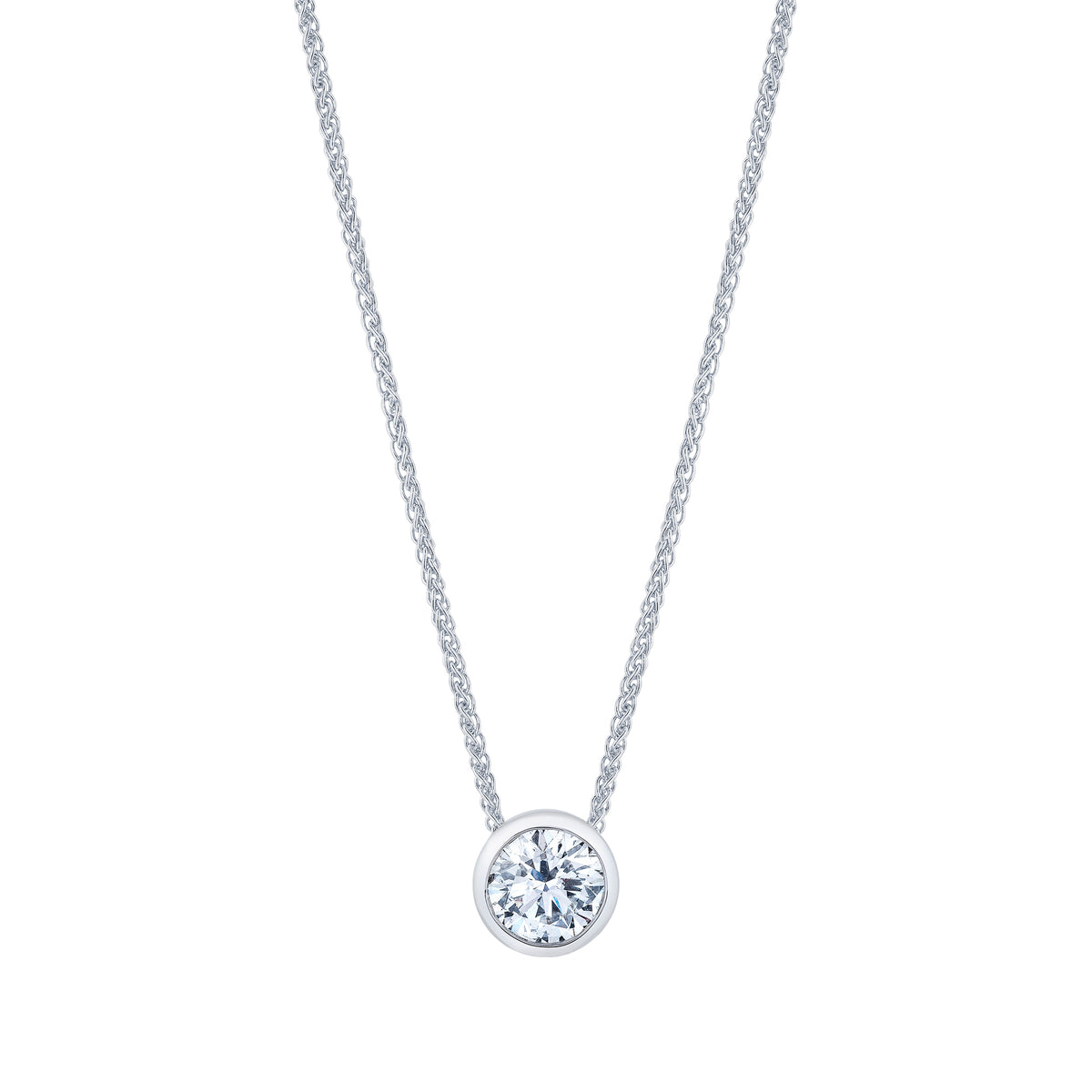 Round-Cut Solo Diamond Pendant in 18ct White Gold