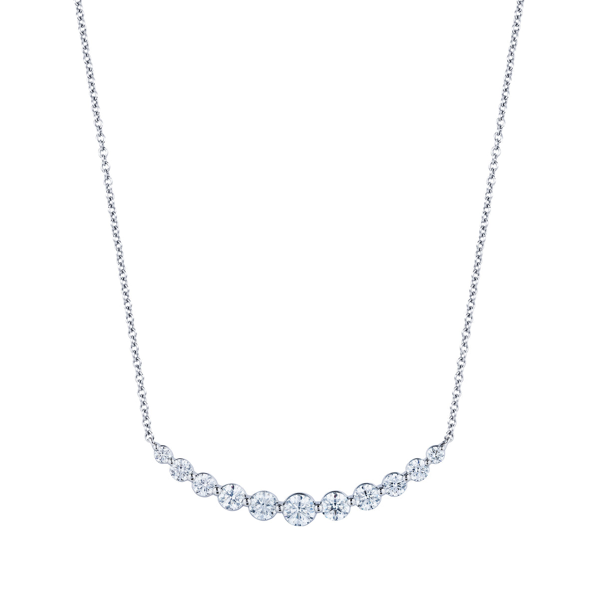 Round-cut Diamond Bar pendant in 18ct White Gold