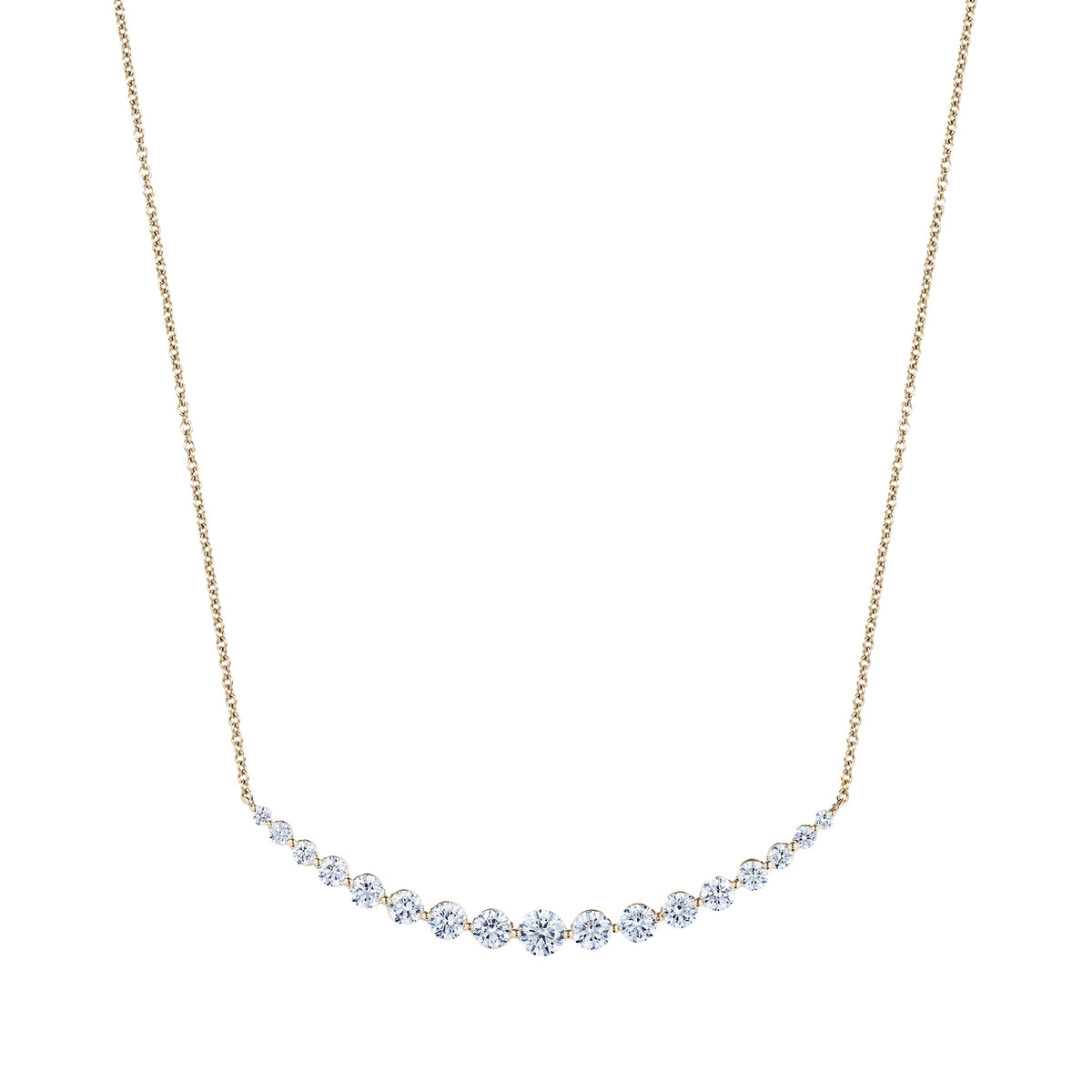 Round-cut Diamond Bar pendant in 18ct Yellow Gold