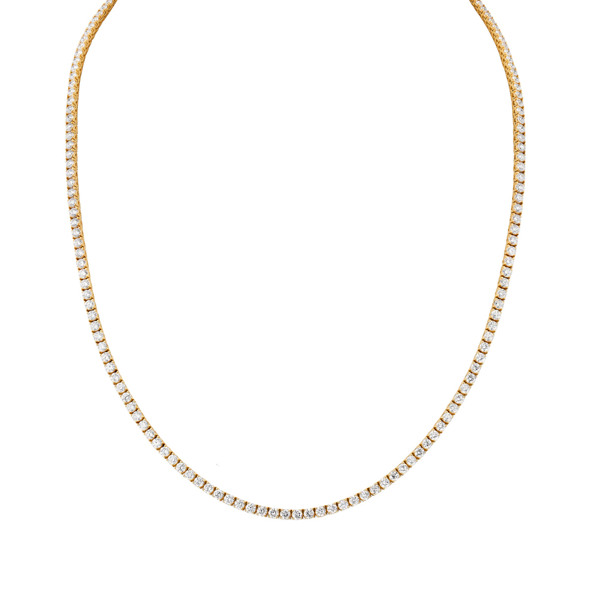Round-cut Diamond Tennis Necklace in 18ct Yellow Gold
