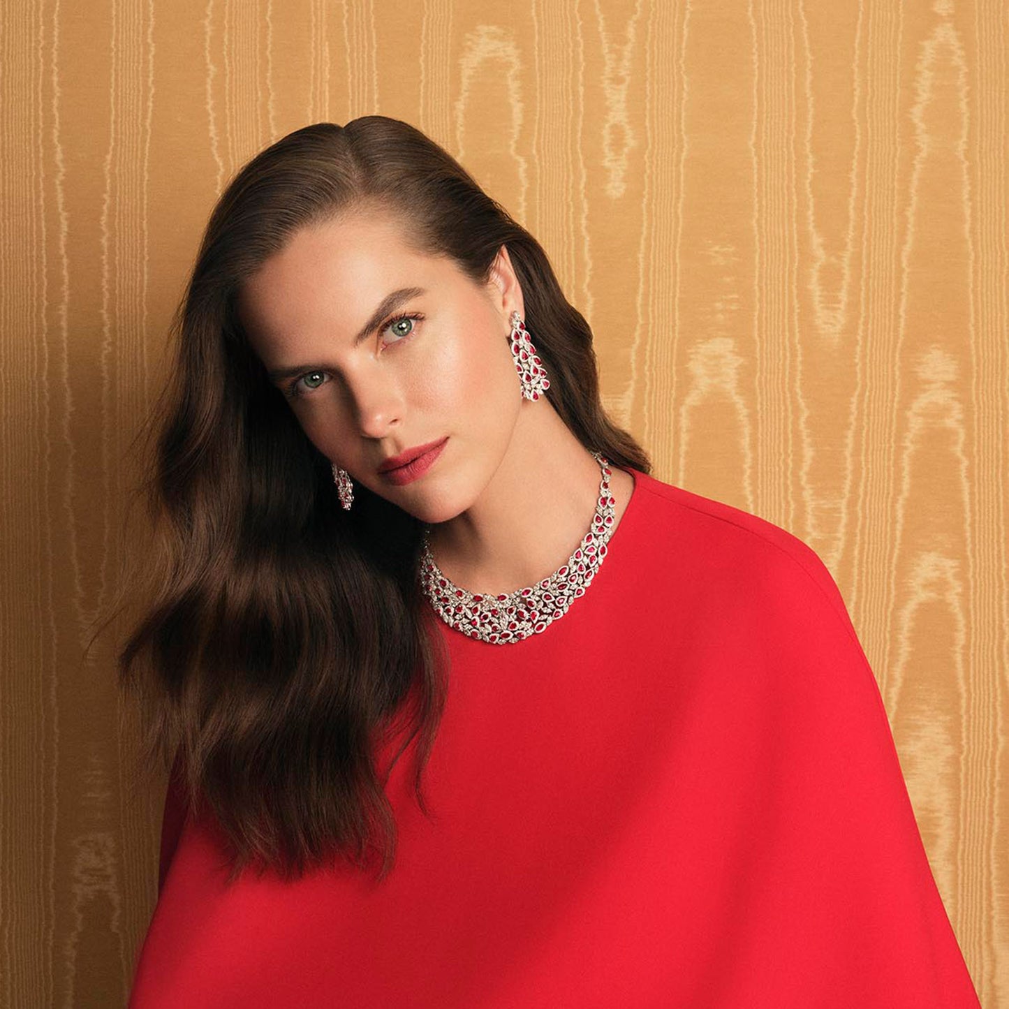 Ruby and Diamond Necklace and Earrings Suite in 18ct White Gold