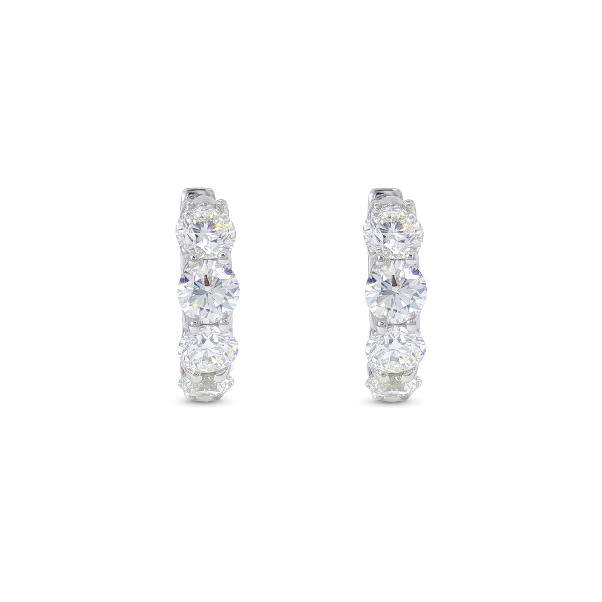 Small Hoop Earrings in 18ct White Gold with Round-Cut Diamonds