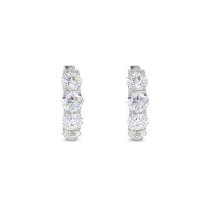 Small Hoop Earrings in 18ct White Gold with Round-Cut Diamonds