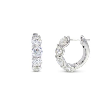 Small Hoop Earrings in 18ct White Gold with Round-Cut Diamonds