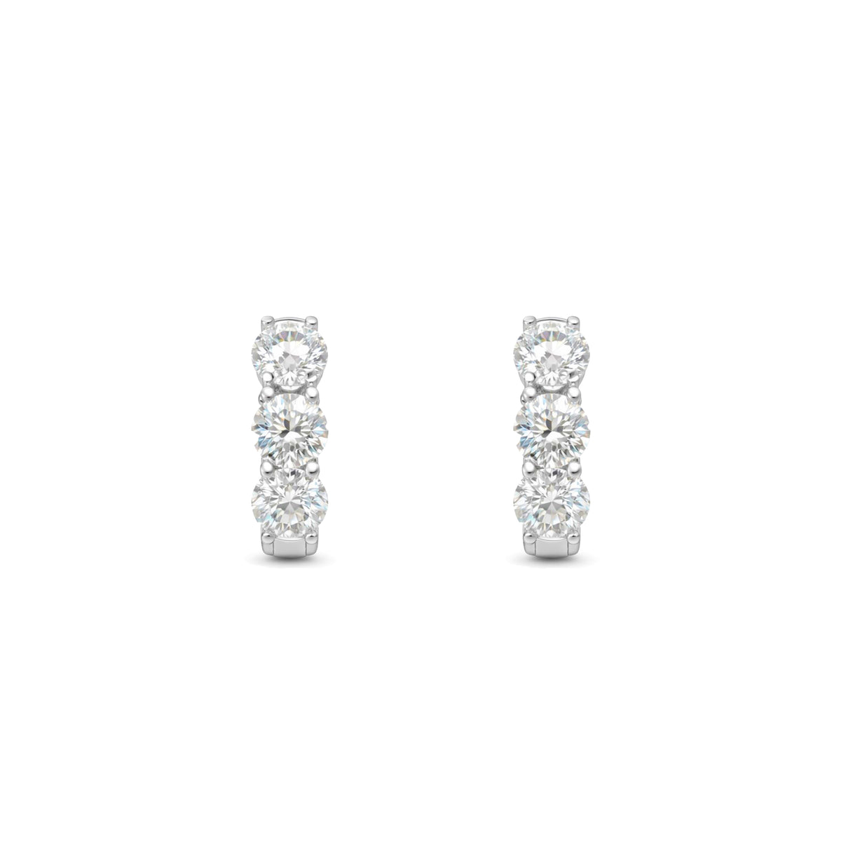 Small Hoop Earrings in 18ct White Gold with Round-Cut Diamonds
