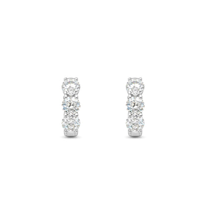 Small Hoop Earrings in 18ct White Gold with Round-Cut Diamonds