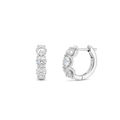Small Hoop Earrings in 18ct White Gold with Round-Cut Diamonds