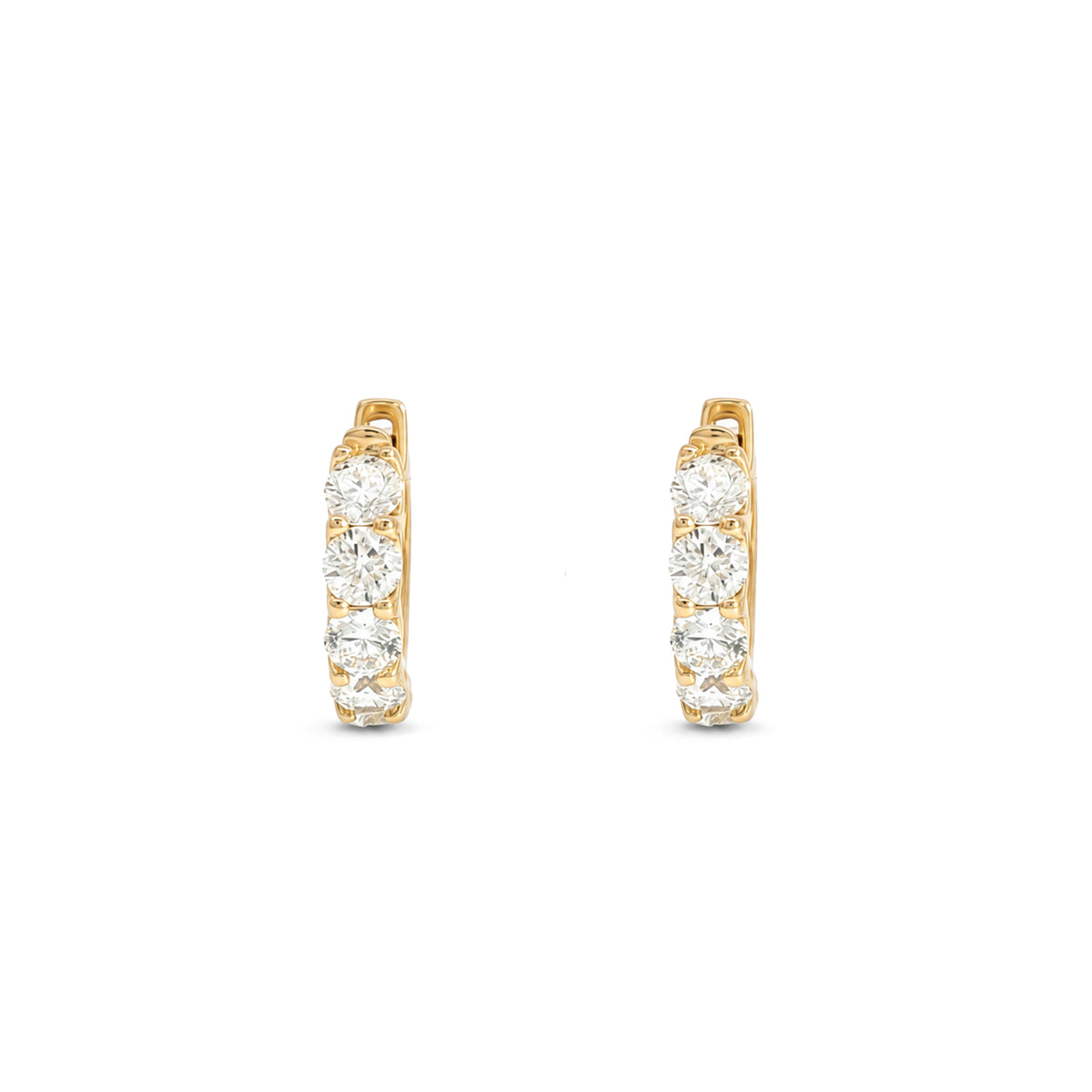 Small Hoop Earrings in 18ct Yellow Gold with Round-Cut Diamonds