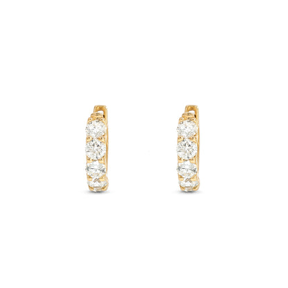 Small Hoop Earrings in 18ct Yellow Gold with Round-Cut Diamonds