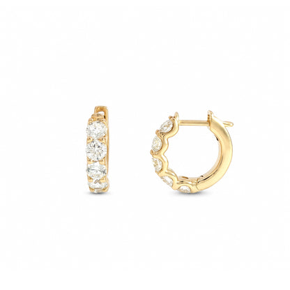 Small Hoop Earrings in 18ct Yellow Gold with Round-Cut Diamonds