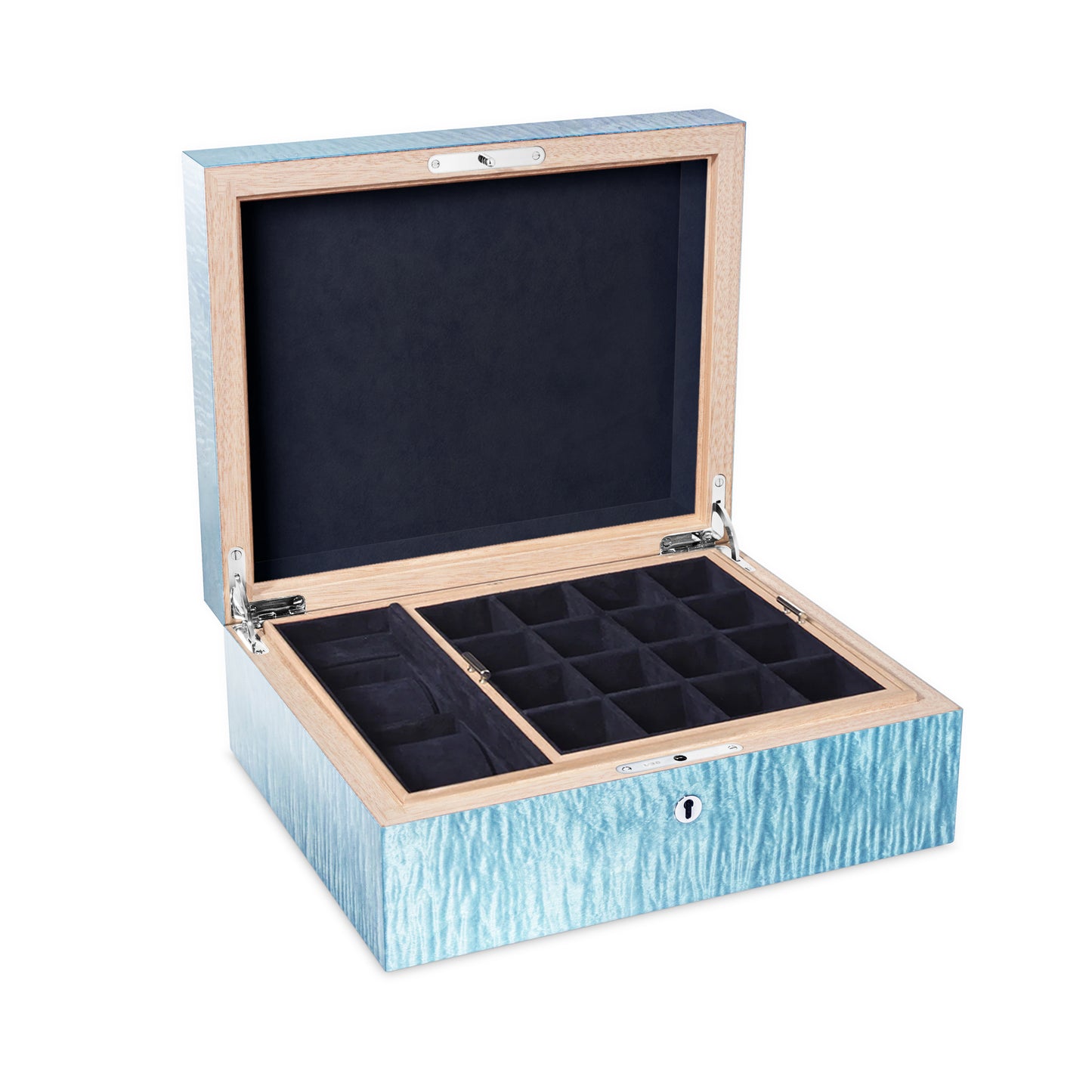 サンモリッツの寄木細工の腕時計とカフスボタンのボックス